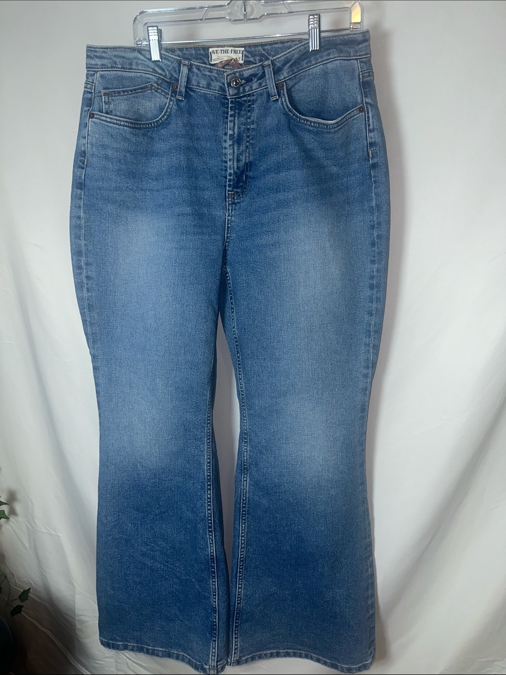 We The Free Medium Blue High-Rise Flare Jeans